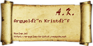 Argyelán Kristóf névjegykártya